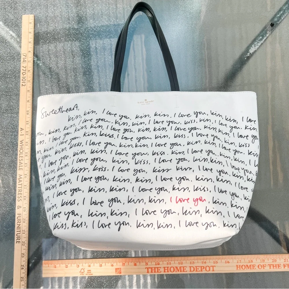 Kate Spade Sold Out Heart It Penelope White Canvas Tote Bag Sweet - Picture 13 of 15